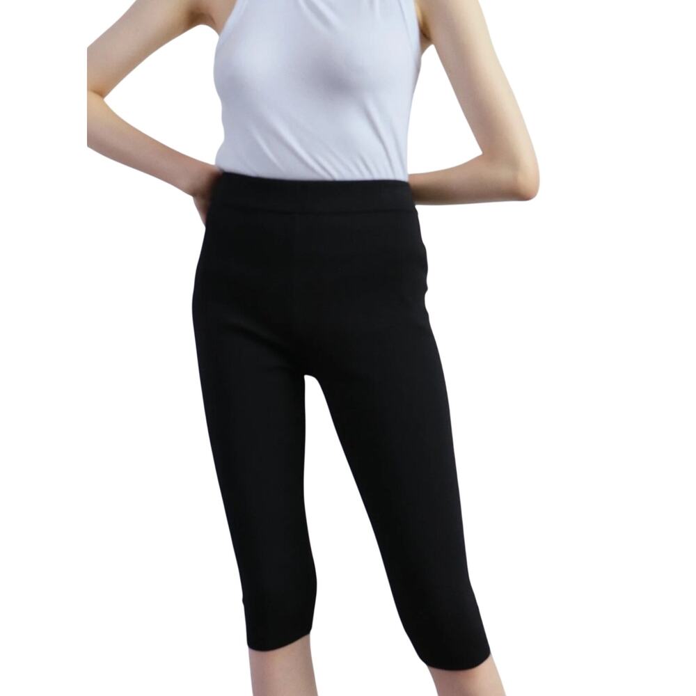 Mijeong Park Knit Capri Leggings Mid Rise  Cropped Pants Black Women’s Size L